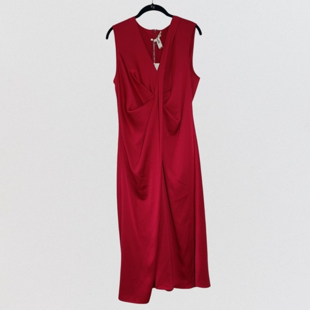 Diane Von Furstenberg Slip Dress Womens 12 Magenta Satin Katrita Sleeveless Wrap - Picture 5 of 17